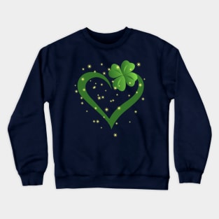 Green Heart Design with Golden Sparks Crewneck Sweatshirt